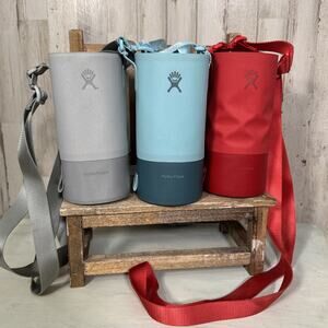 Set Of 3 Hydro Flask Travel Slings For 32oz Bottles - Red, Grey, Aqua